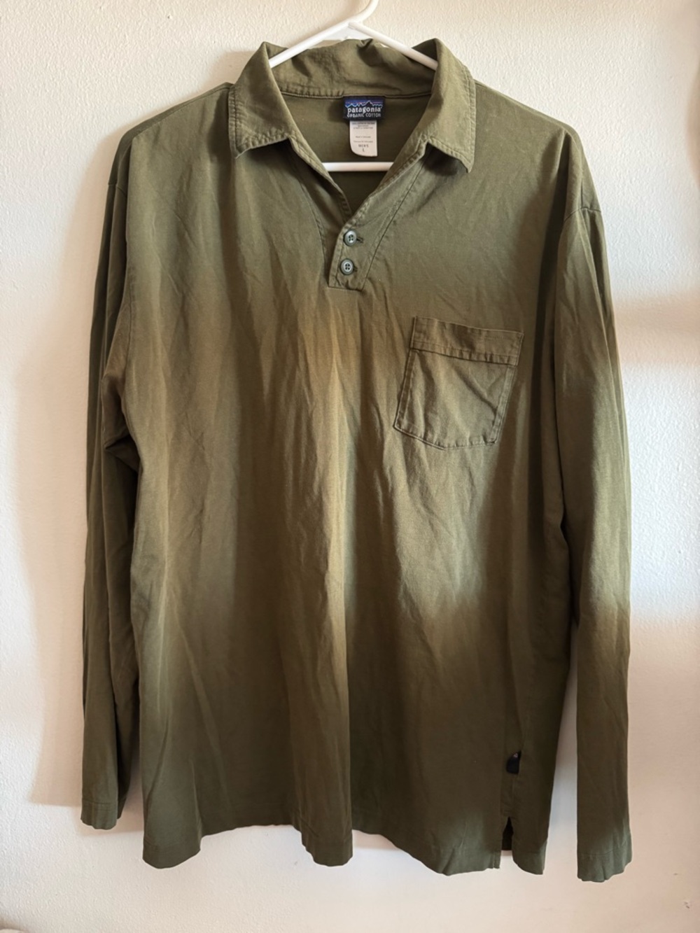 Patagonia Men's Long-Sleeve Olive Green Cotton Shirt